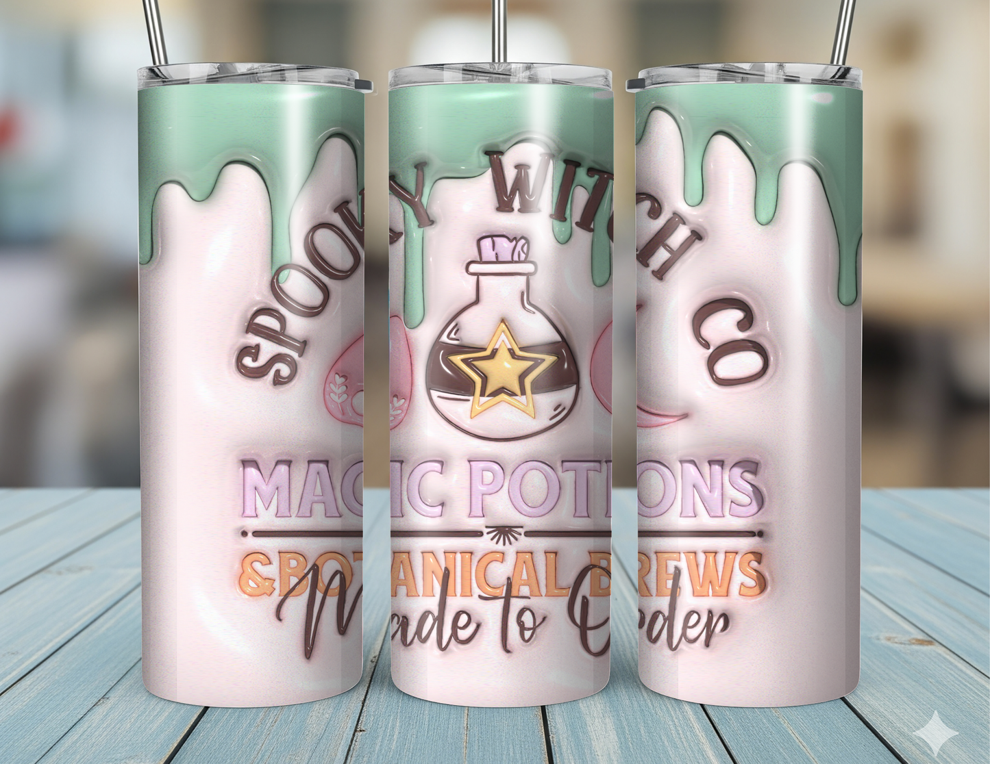 20oz Skinny Tumbler Spooky Witch